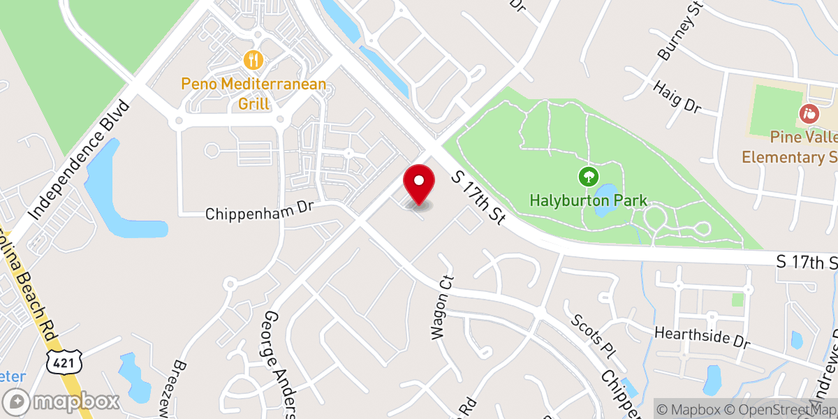 Map showing location of Temple Baptist Church Activity Center