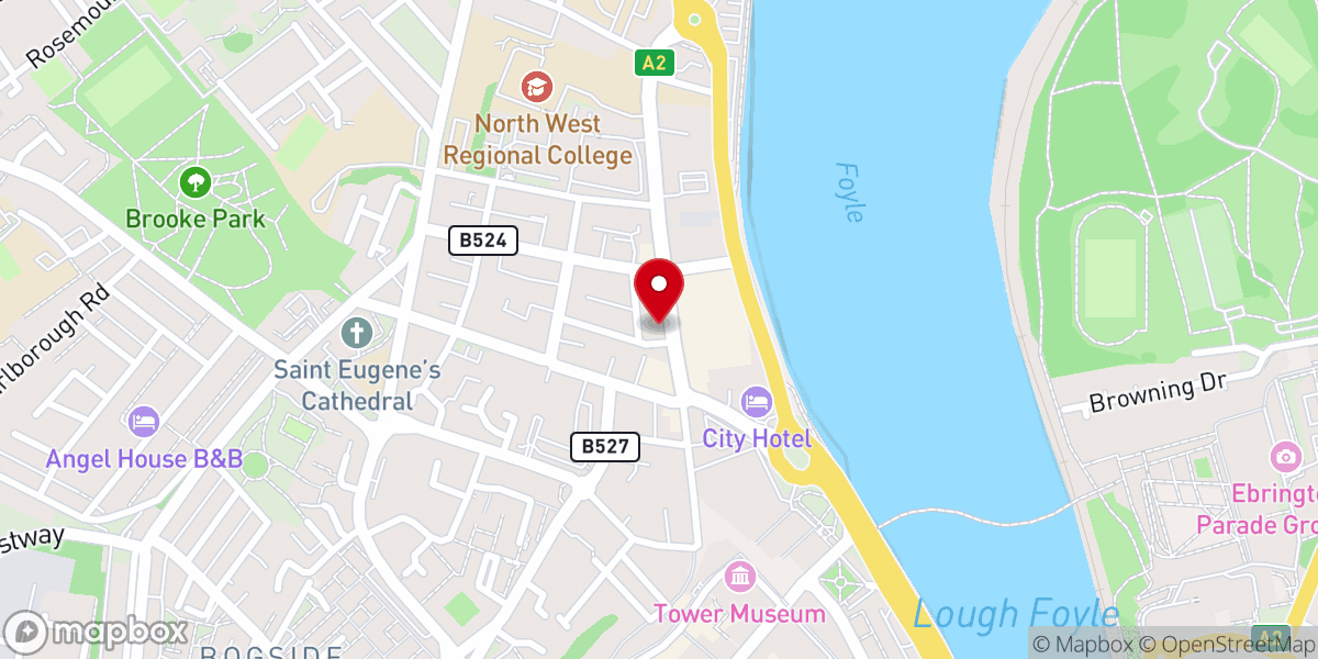 Map showing location of Former Strand Road Presbyterian Church