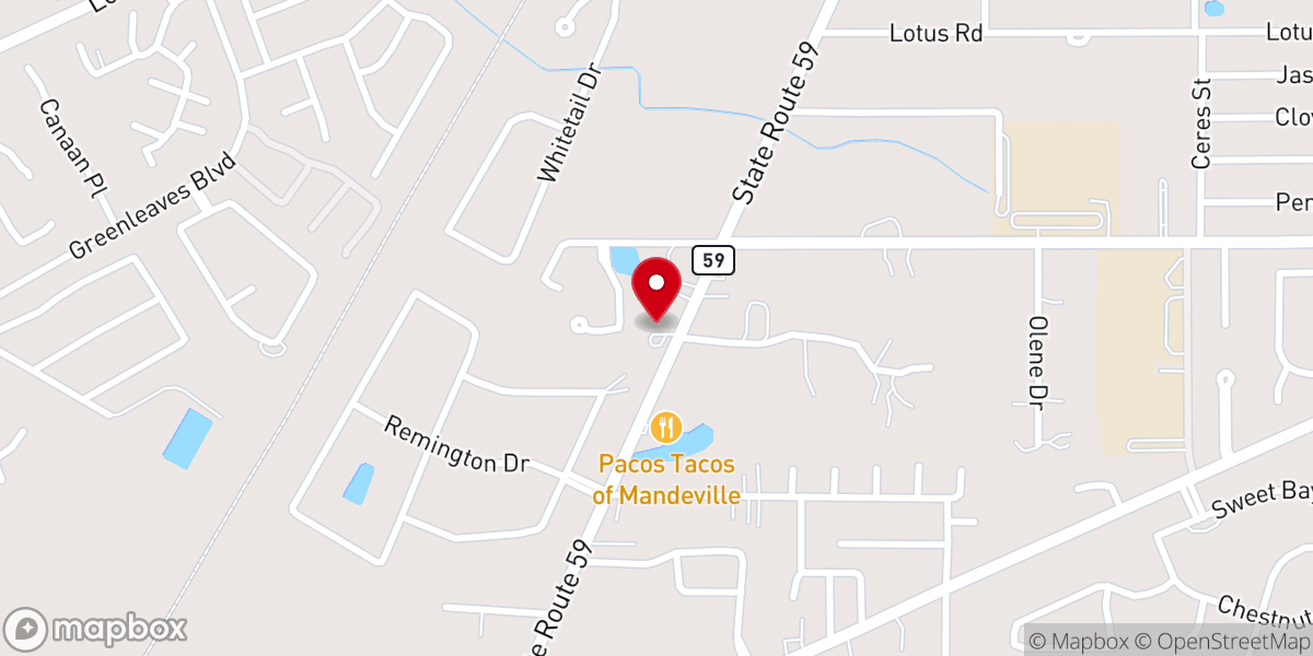 Map showing location of Mandeville Seafood Market & Eatery