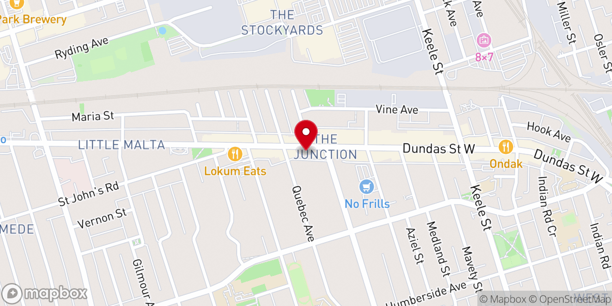 Map showing location of West Toronto Baptist Church