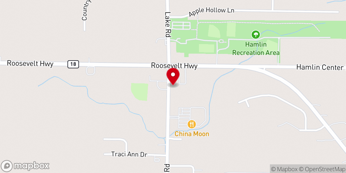 Map showing location of Hamlin Methodist Church
