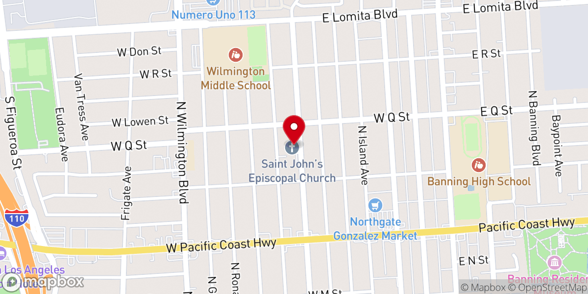 Map showing location of Saint John's Episcopal Church