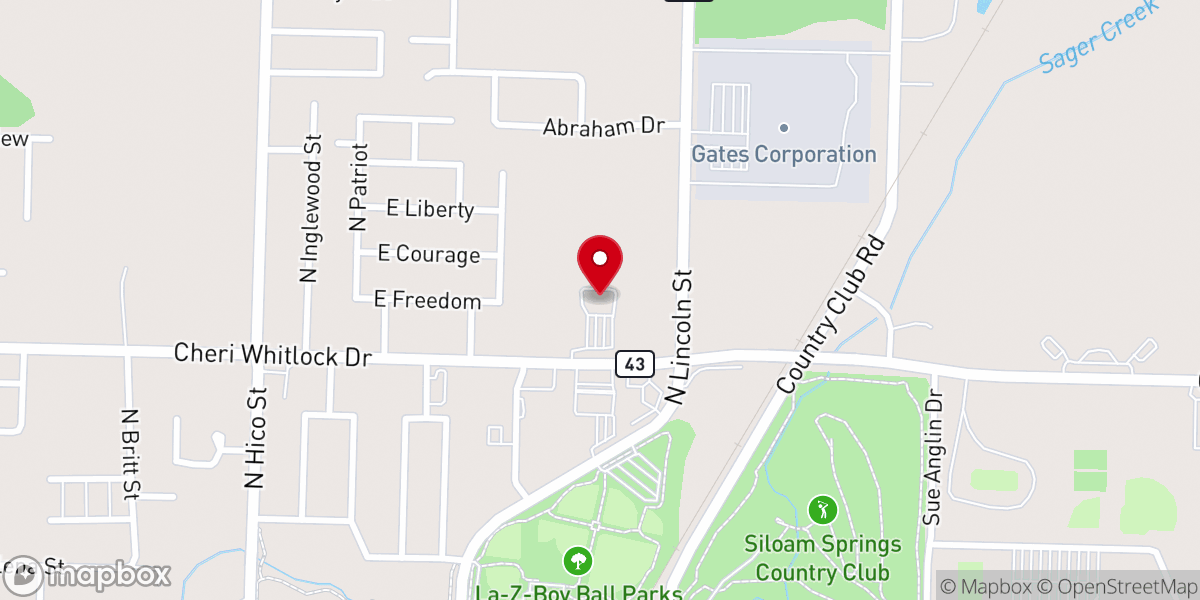 Map showing location of New Life Church - Siloam Springs