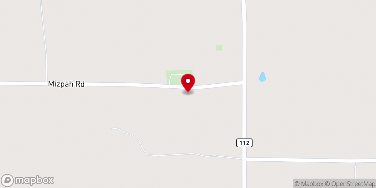 Map showing location of Mizpah Church