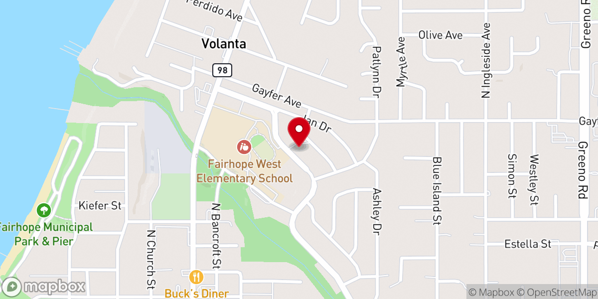 Map showing location of Fairhope Christian Church