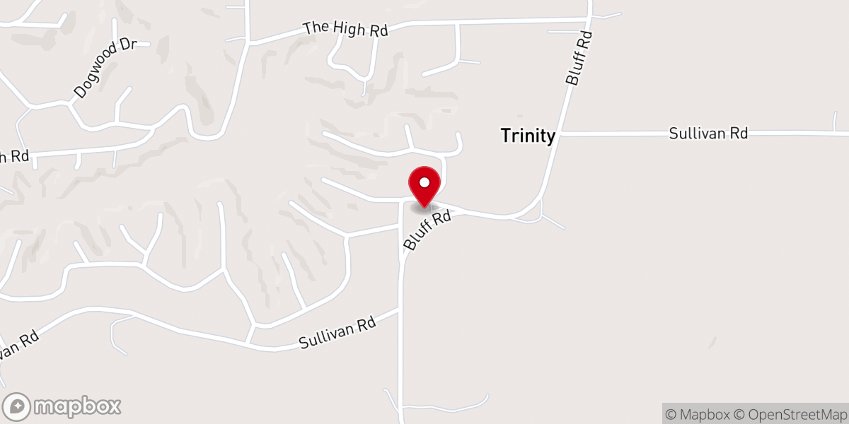 Map showing location of Trinity Baptist Church
