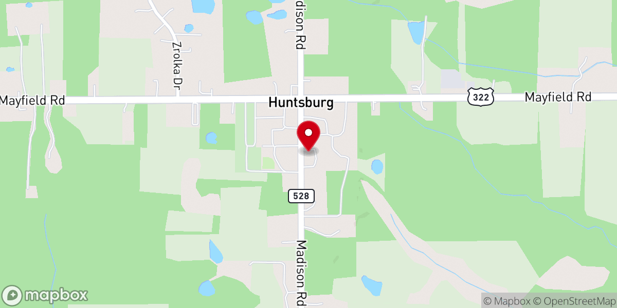 Map showing location of Huntsburg Congregational Church