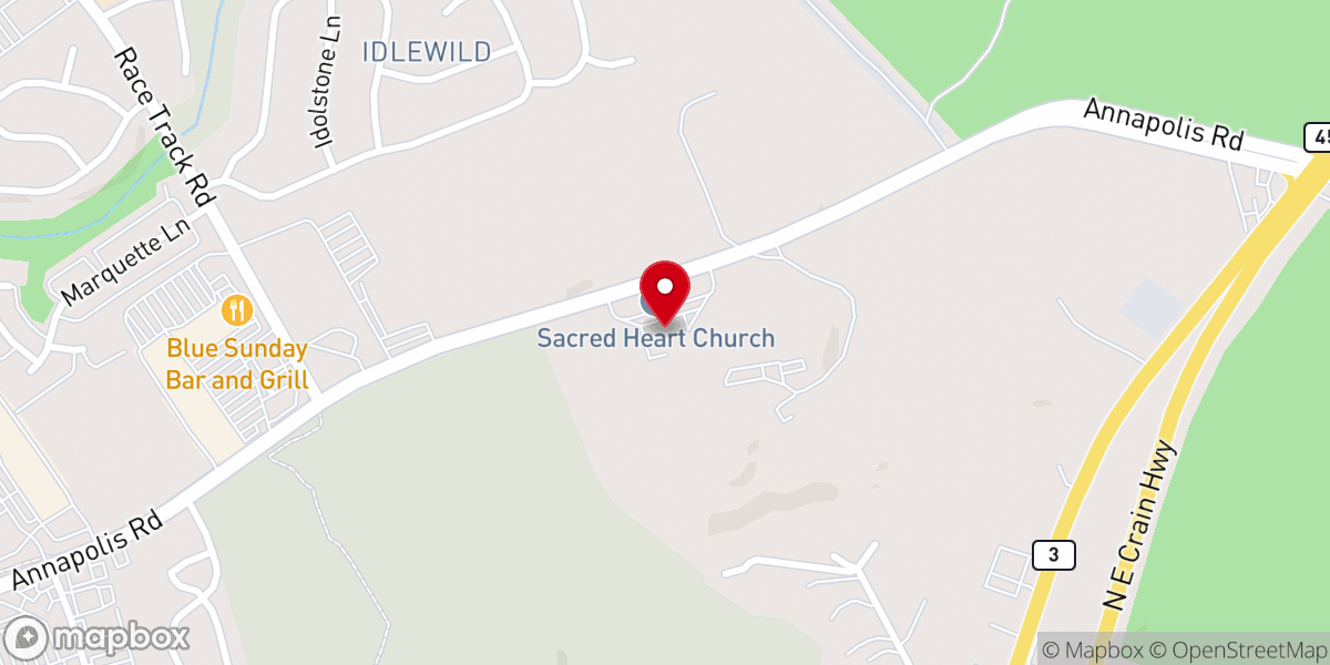 Map showing location of Sacred Heart Church