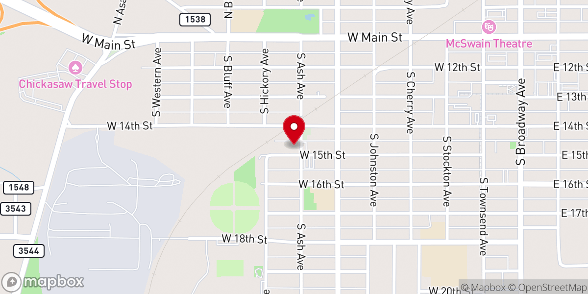 Map showing location of First Free Will Baptist Church