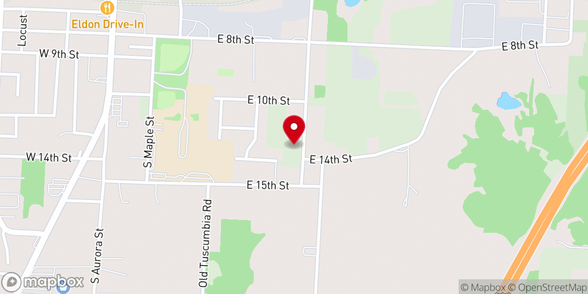 Map showing location of First Christian Church of Eldon Foundation