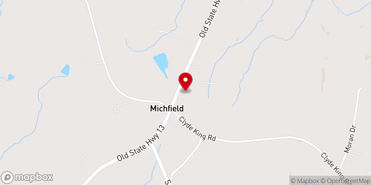 Map showing location of Huldah Church