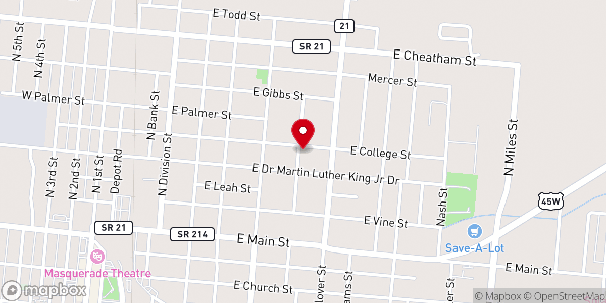 Map showing location of Brown Chapel AME Church
