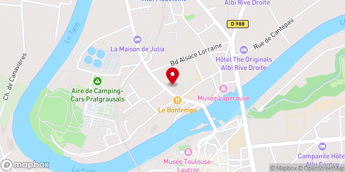 Map showing location of Oratoire paroisse albi madeleine