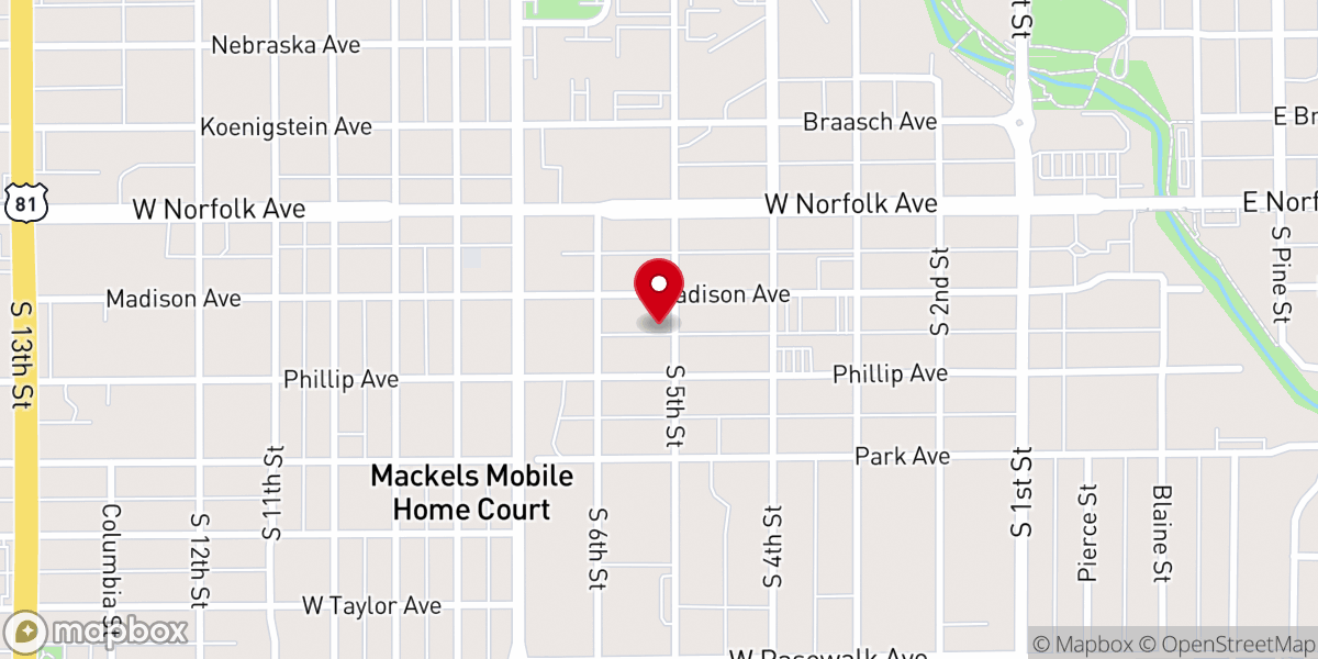 Map showing location of Sacred Heart Parish Office