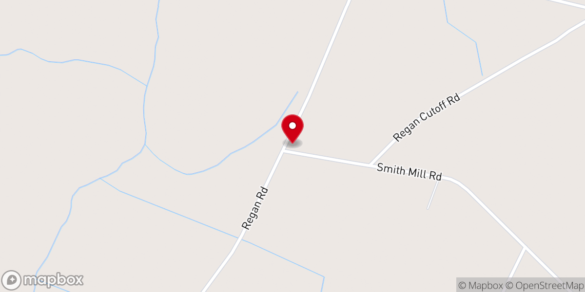 Map showing location of Regan Church