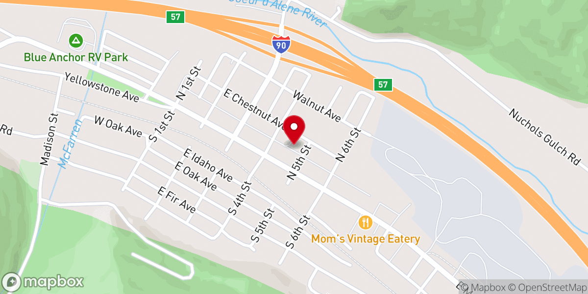 Map showing location of Osburn Seventh-day Adventist Church
