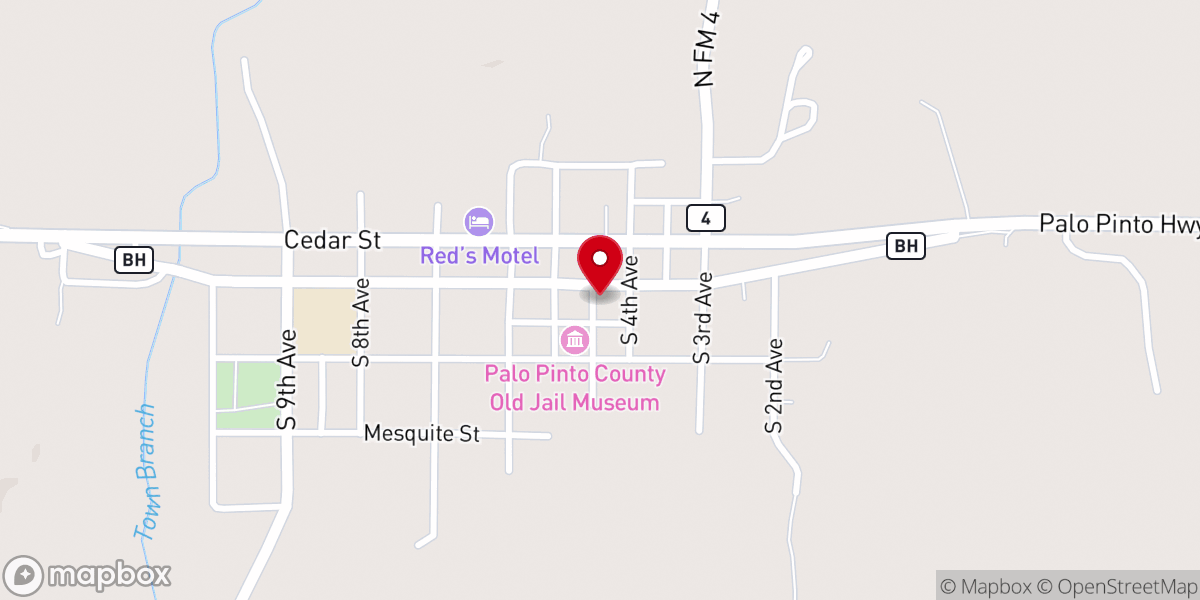 Map showing location of Palo Pinto United Methodist Church