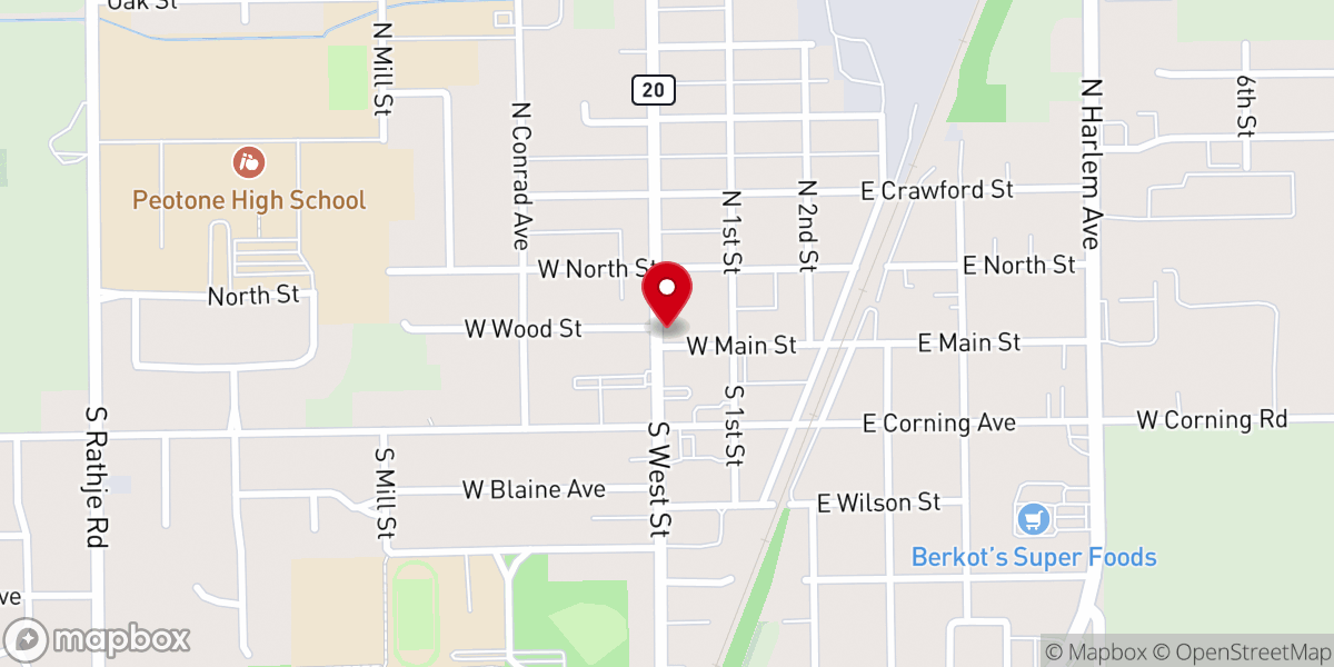 Map showing location of Peotone United Methodist Church