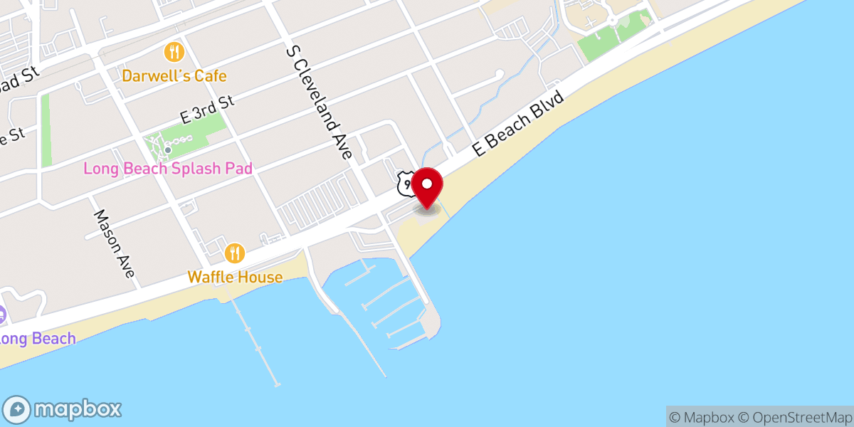 Map showing location of Long Beach Pavilion