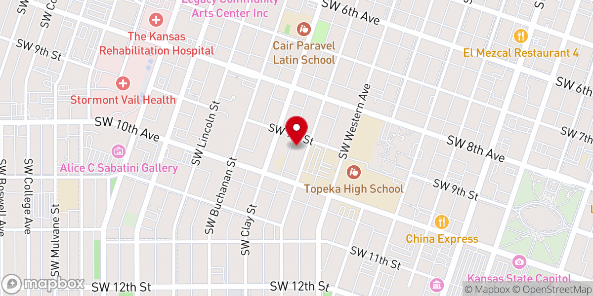 Map showing location of St. John's Lutheran Church
