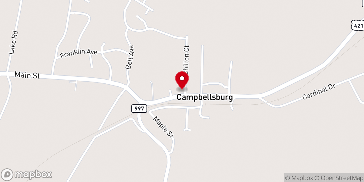 Map showing location of Campbellsburg Baptist Church
