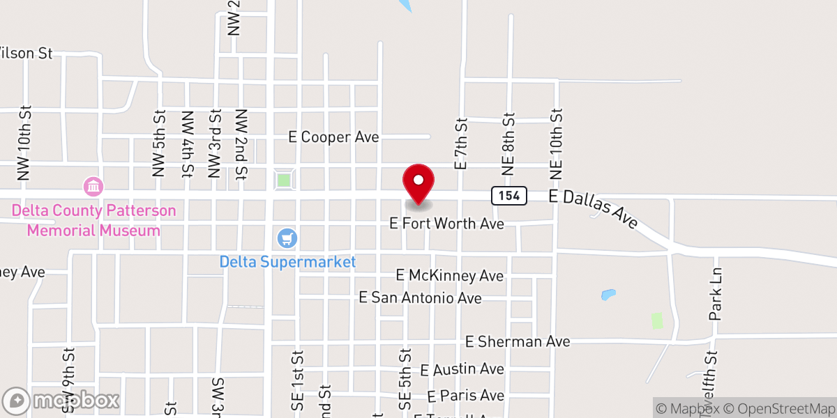 Map showing location of First Baptist Church