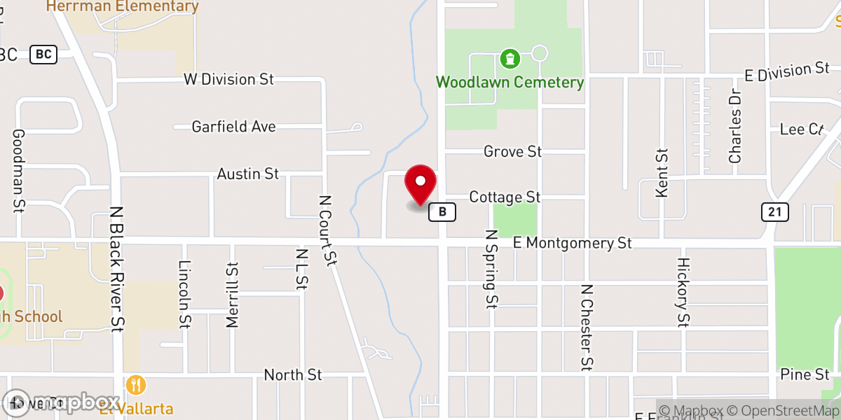 Map showing location of Trinity Lutheran Church