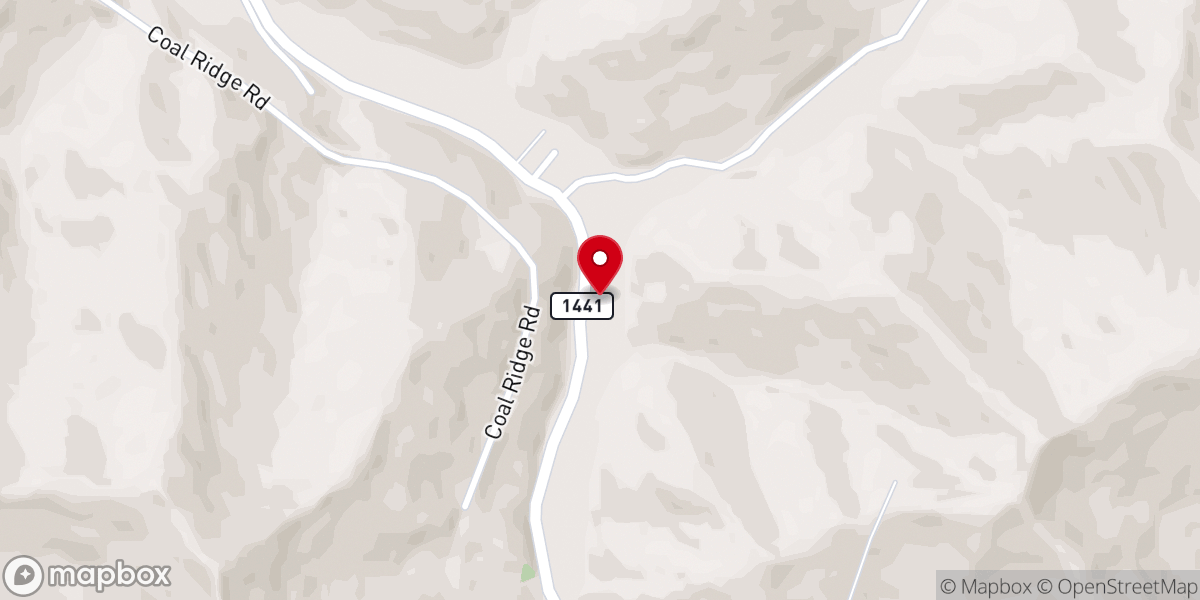 Map showing location of Raccoon Primitive Baptist Church