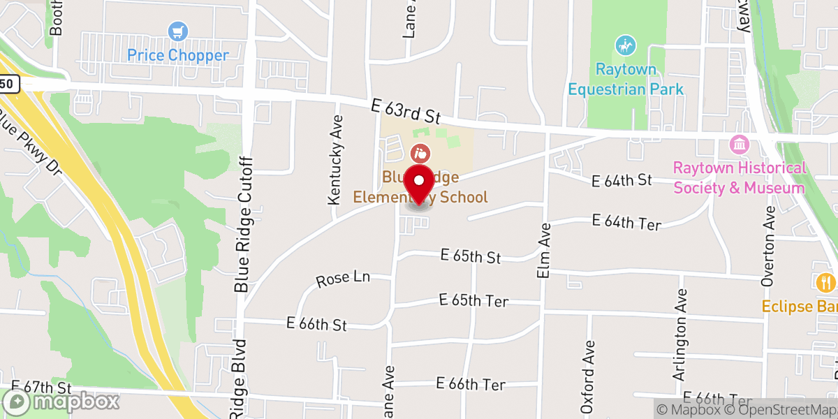Map showing location of Blue Ridge Presbyterian Church