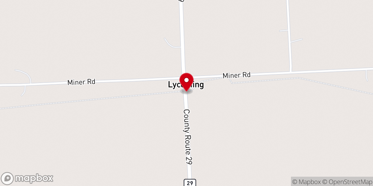 Map showing location of Lycoming