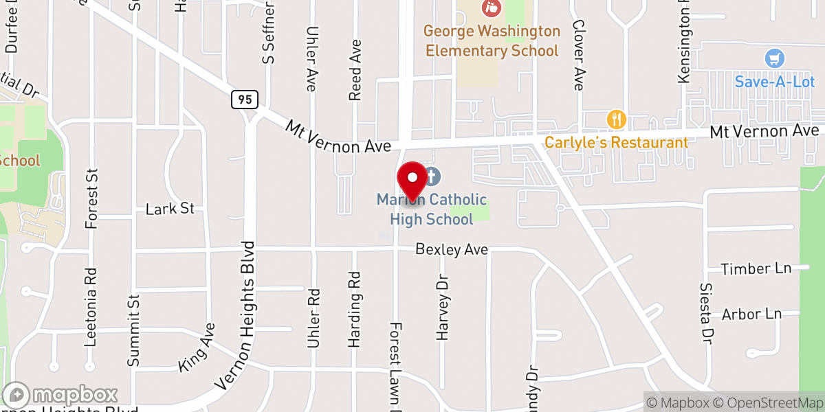 Map showing location of Marion Bible Fellowship