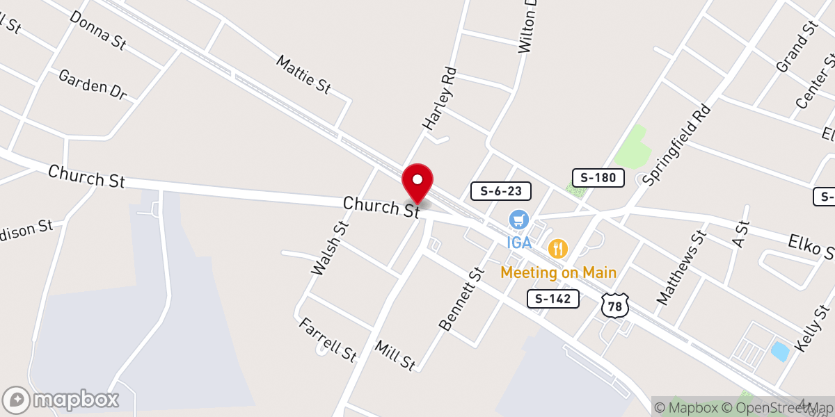 Map showing location of Bates Family Hair Affair