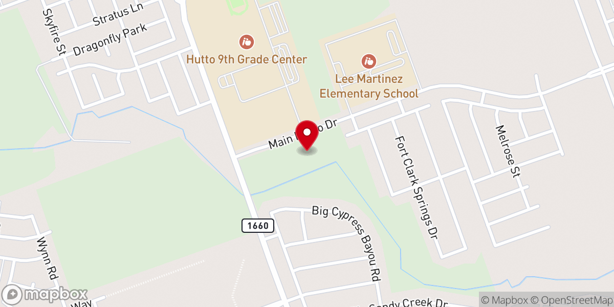 Map showing location of Hutto Bible Church