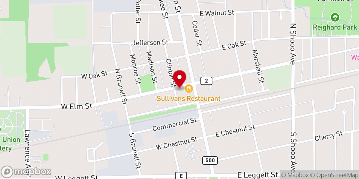 Map showing location of Wauseon Congregational United Church of Christ