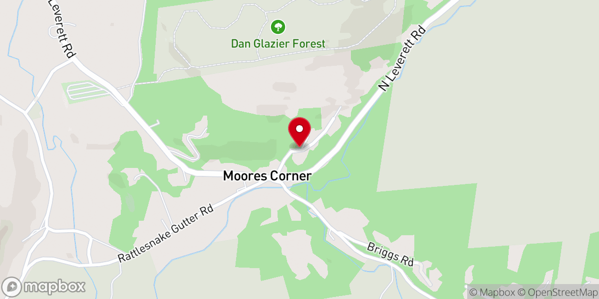 Map showing location of Moores Corner Church