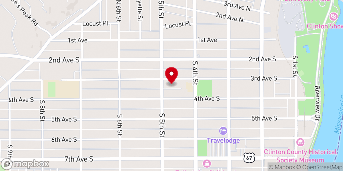 Map showing location of Zion Evangelical Lutheran Church