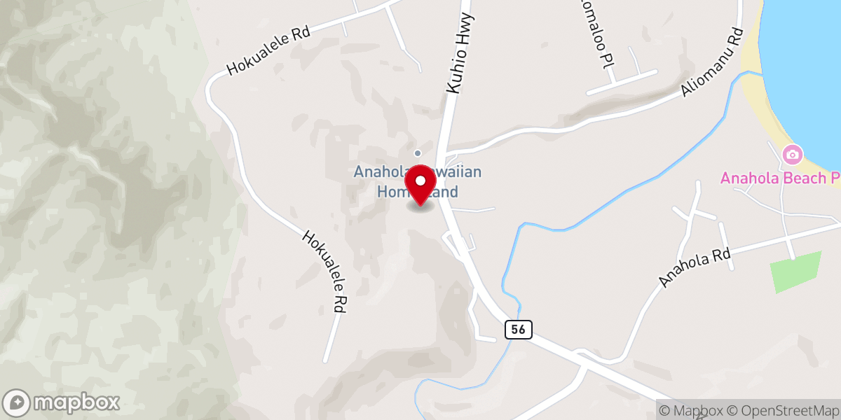 Map showing location of Anahola Baptist Church