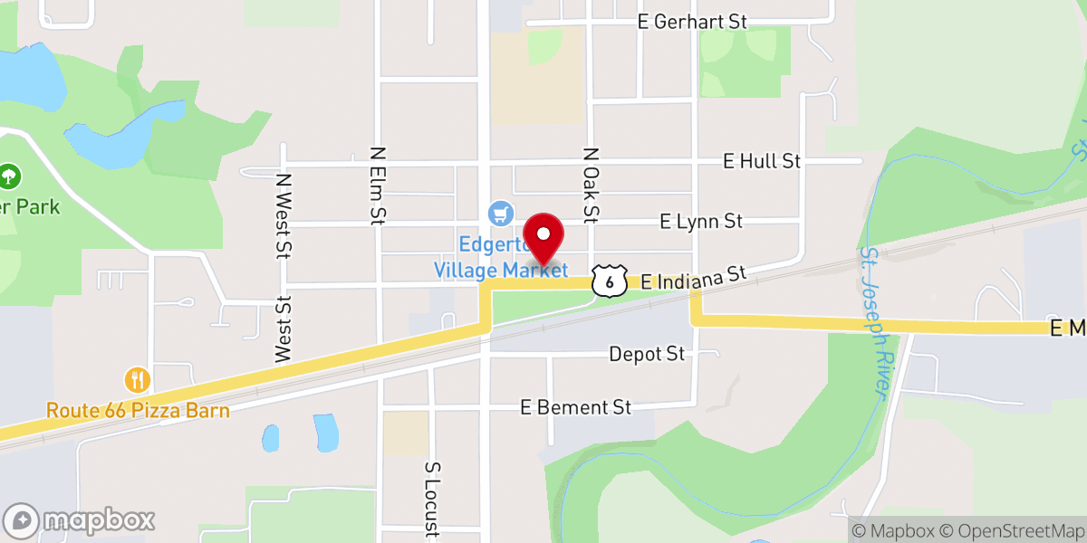 Map showing location of MainStreet Edgerton