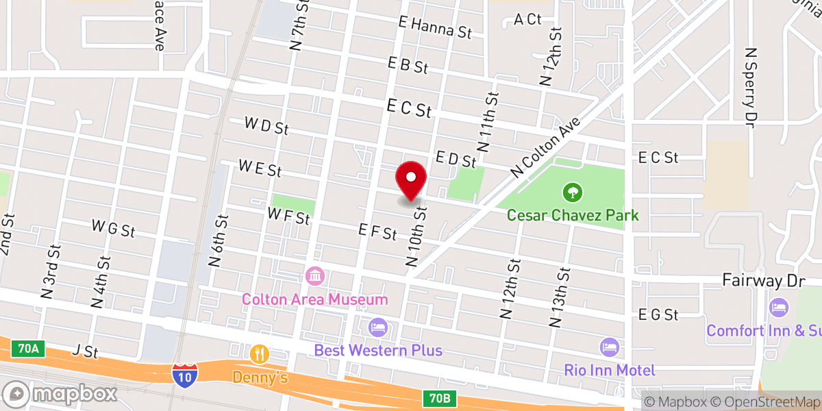 Map showing location of Faithway Fellowship, Colton Church of the Nazarene