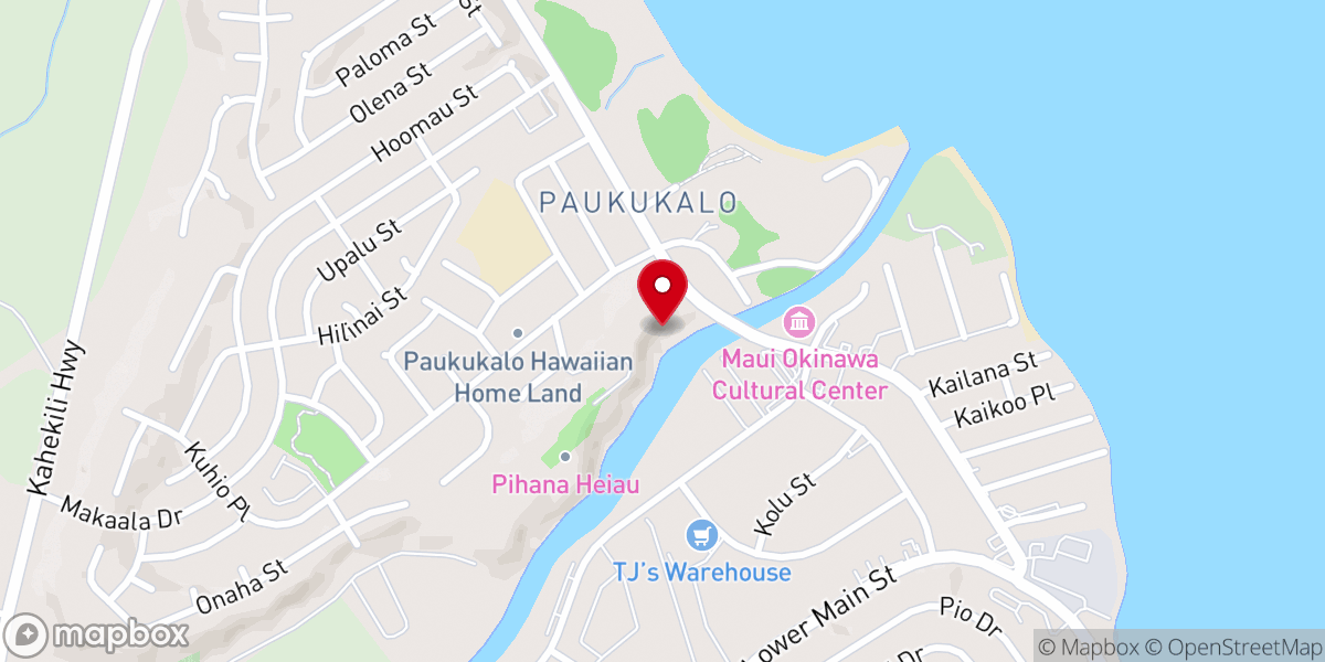 Map showing location of Tenrikyo Haleakala church