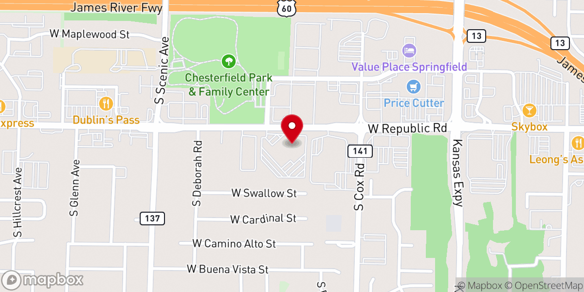 Map showing location of Ridgecrest Baptist Church