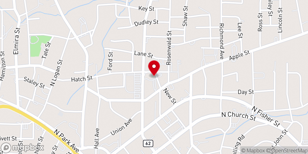 Map showing location of First Baptist Church