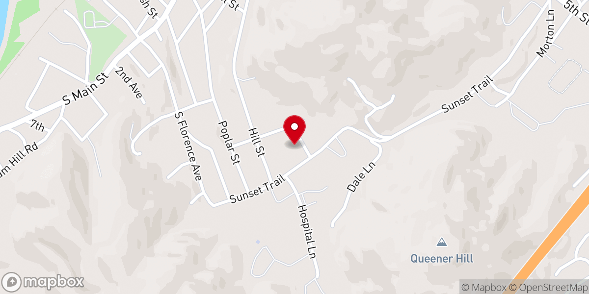 Map showing location of Tannery Hollow Missionary Baptist Church