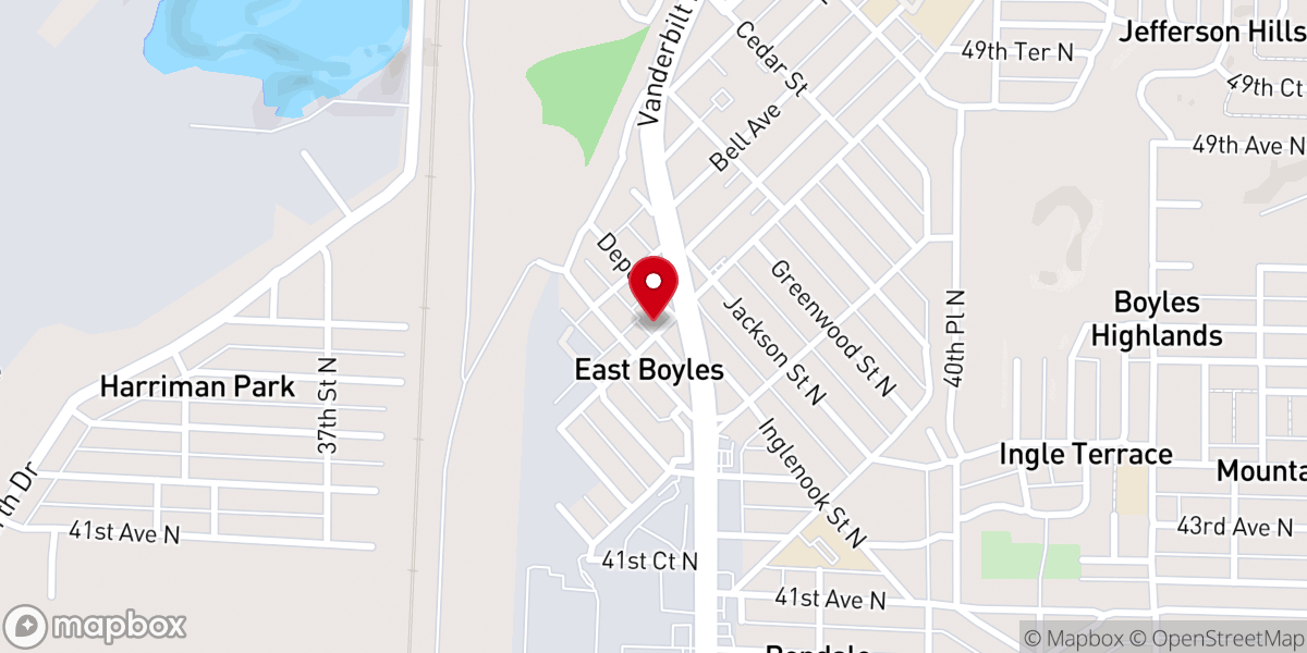 Map showing location of Boyles Baptist Church