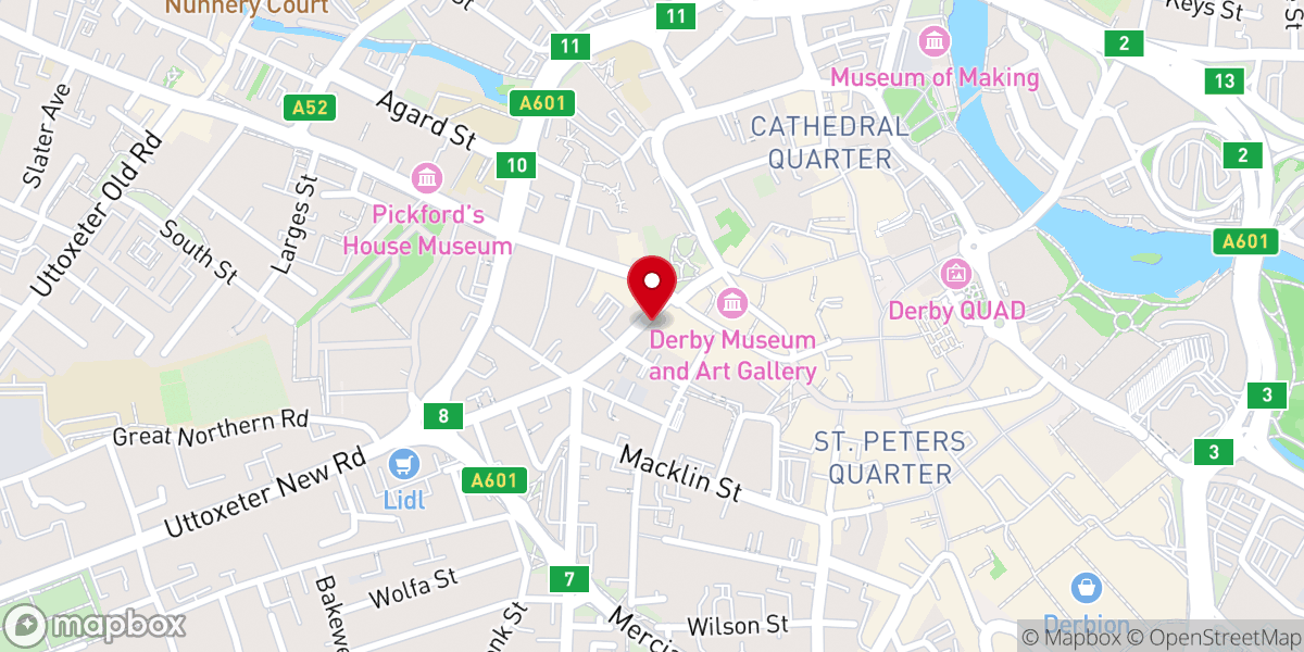 Map showing location of Derby City Church