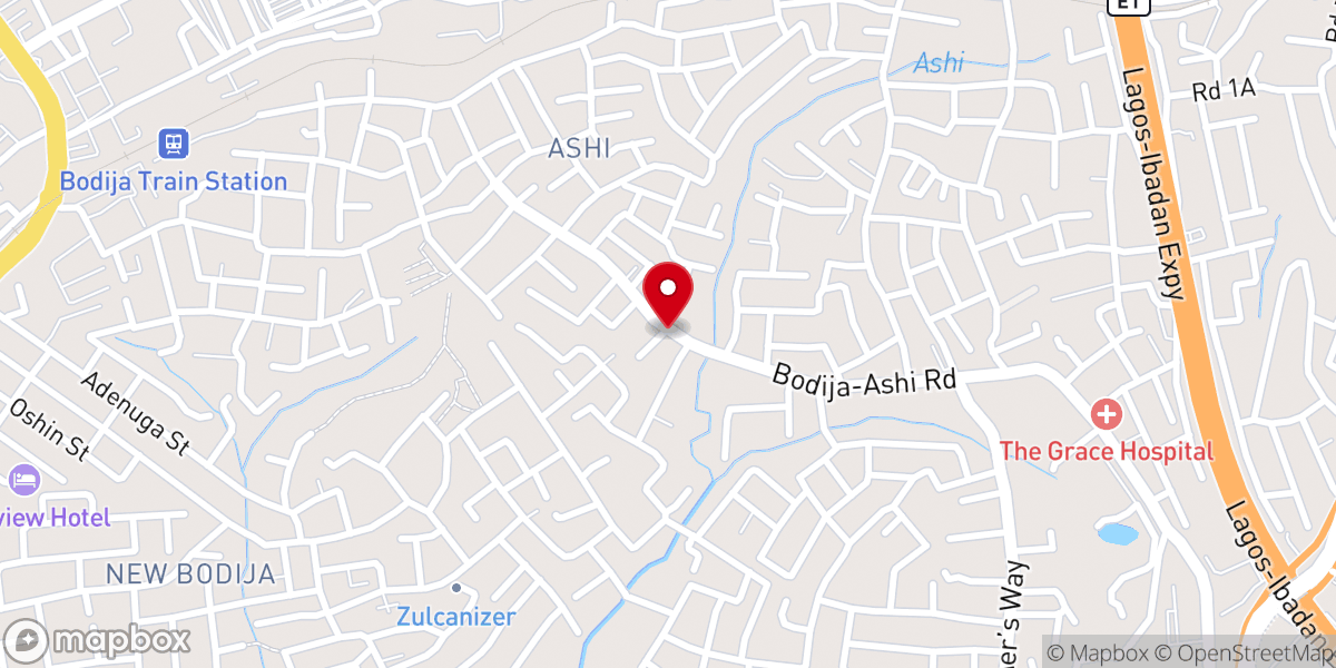 Map showing location of Bodija Ashi Baptist Church Ibadan Cics Limited