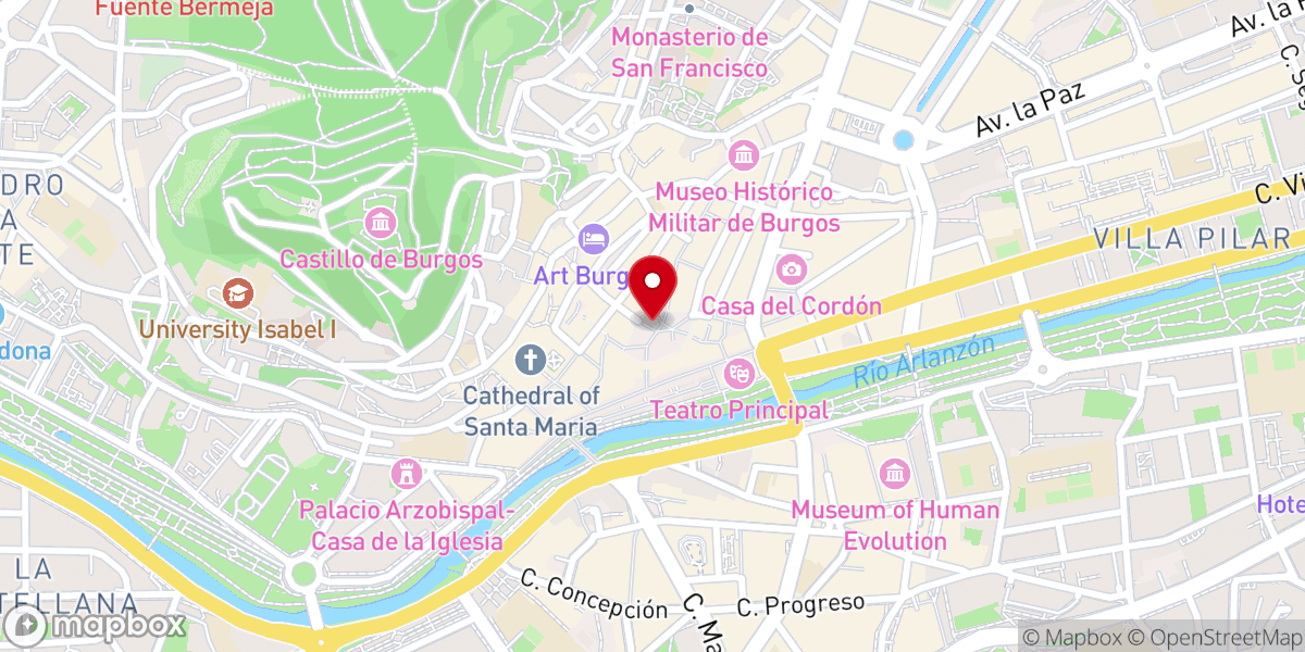 Map showing location of Plaza Mayor Burgos