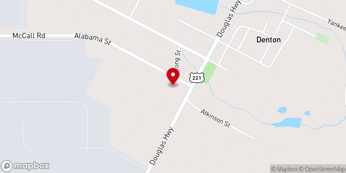 Map showing location of Denton Baptist Church