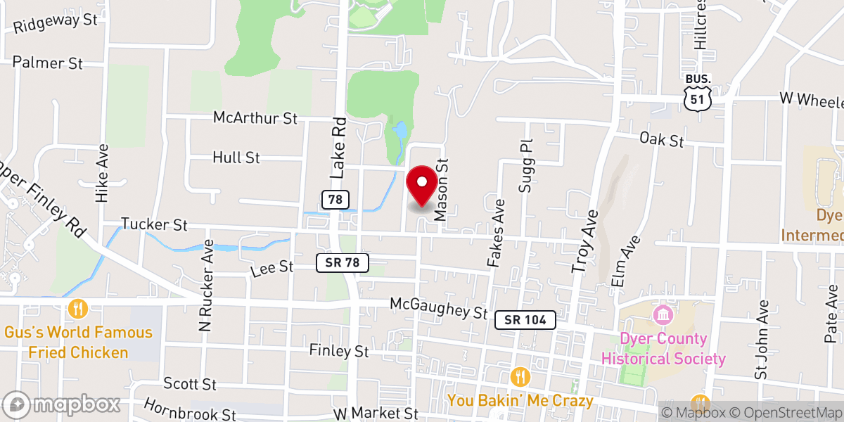 Map showing location of Tucker Street Church
