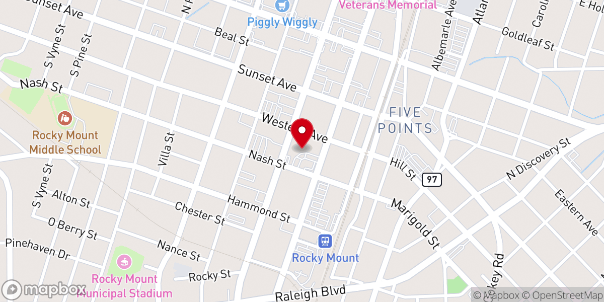Map showing location of First Baptist Church